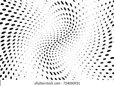 Abstract halftone wave dotted background. Futuristic twisted grunge pattern, dot, circles.  Vector modern optical pop art texture for posters, business cards, cover, labels mock-up, stickers layout