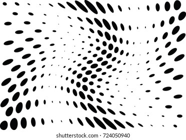 Abstract halftone wave dotted background. Futuristic twisted grunge pattern, dot, circles.  Vector modern optical pop art texture for posters, business cards, cover, labels mock-up, stickers layout