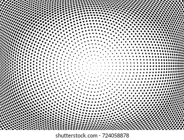 Abstract halftone wave dotted background. Futuristic twisted grunge pattern, dot, circles.  Vector modern optical pop art texture for posters, business cards, cover, labels mock-up, stickers layout