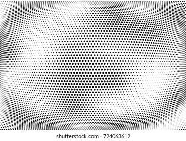 Abstract halftone wave dotted background. Futuristic twisted grunge pattern, dot, circles.  Vector modern optical pop art texture for posters, business cards, cover, labels mock-up, stickers layout