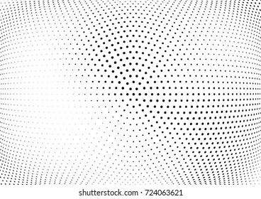 Abstract halftone wave dotted background. Futuristic twisted grunge pattern, dot, circles.  Vector modern optical pop art texture for posters, business cards, cover, labels mock-up, stickers layout