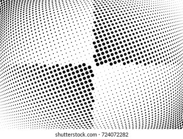 Abstract halftone wave dotted background. Futuristic twisted grunge pattern, dot, circles.  Vector modern optical pop art texture for posters, business cards, cover, labels mock-up, stickers layout