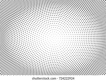 Abstract halftone wave dotted background. Futuristic twisted grunge pattern, dot, circles.  Vector modern optical pop art texture for posters, business cards, cover, labels mock-up, stickers layout