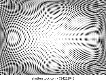 Abstract halftone wave dotted background. Futuristic twisted grunge pattern, dot, circles.  Vector modern optical pop art texture for posters, business cards, cover, labels mock-up, stickers layout