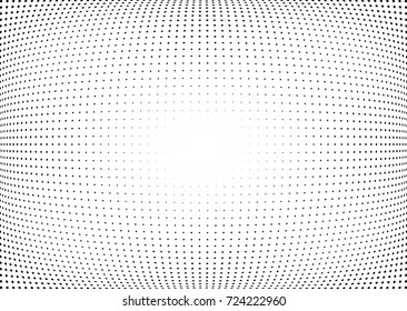 Abstract halftone wave dotted background. Futuristic twisted grunge pattern, dot, circles.  Vector modern optical pop art texture for posters, business cards, cover, labels mock-up, stickers layout