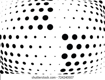 Abstract halftone wave dotted background. Futuristic twisted grunge pattern, dot, circles.  Vector modern optical pop art texture for posters, business cards, cover, labels mock-up, stickers layout