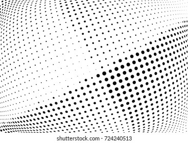 Abstract halftone wave dotted background. Futuristic twisted grunge pattern, dot, circles.  Vector modern optical pop art texture for posters, business cards, cover, labels mock-up, stickers layout