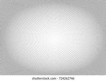 Abstract halftone wave dotted background. Futuristic twisted grunge pattern, dot, circles.  Vector modern optical pop art texture for posters, business cards, cover, labels mock-up, stickers layout