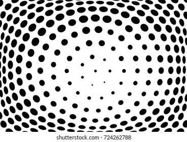 Abstract halftone wave dotted background. Futuristic twisted grunge pattern, dot, circles.  Vector modern optical pop art texture for posters, business cards, cover, labels mock-up, stickers layout