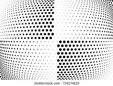Abstract halftone wave dotted background. Futuristic twisted grunge pattern, dot, circles.  Vector modern optical pop art texture for posters, business cards, cover, labels mock-up, stickers layout