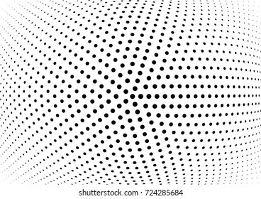 Abstract halftone wave dotted background. Futuristic twisted grunge pattern, dot, circles.  Vector modern optical pop art texture for posters, business cards, cover, labels mock-up, stickers layout