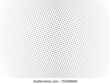 Abstract halftone wave dotted background. Futuristic twisted grunge pattern, dot, circles.  Vector modern optical pop art texture for posters, business cards, cover, labels mock-up, stickers layout