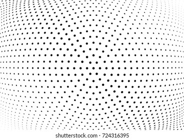 Abstract halftone wave dotted background. Futuristic twisted grunge pattern, dot, circles.  Vector modern optical pop art texture for posters, business cards, cover, labels mock-up, stickers layout