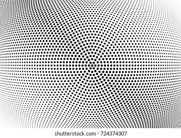 Abstract halftone wave dotted background. Futuristic twisted grunge pattern, dot, circles.  Vector modern optical pop art texture for posters, business cards, cover, labels mock-up, stickers layout