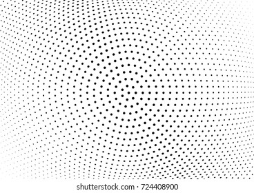 Abstract halftone wave dotted background. Futuristic twisted grunge pattern, dot, circles.  Vector modern optical pop art texture for posters, business cards, cover, labels mock-up, stickers layout