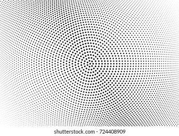 Abstract halftone wave dotted background. Futuristic twisted grunge pattern, dot, circles.  Vector modern optical pop art texture for posters, business cards, cover, labels mock-up, stickers layout