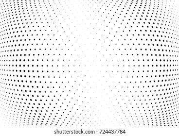 Abstract halftone wave dotted background. Futuristic twisted grunge pattern, dot, circles.  Vector modern optical pop art texture for posters, business cards, cover, labels mock-up, stickers layout