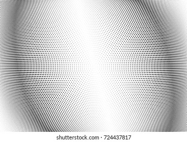 Abstract halftone wave dotted background. Futuristic twisted grunge pattern, dot, circles.  Vector modern optical pop art texture for posters, business cards, cover, labels mock-up, stickers layout