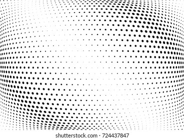 Abstract halftone wave dotted background. Futuristic twisted grunge pattern, dot, circles.  Vector modern optical pop art texture for posters, business cards, cover, labels mock-up, stickers layout
