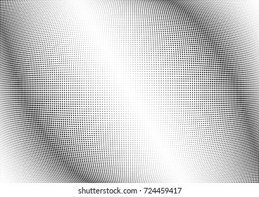 Abstract halftone wave dotted background. Futuristic twisted grunge pattern, dot, circles.  Vector modern optical pop art texture for posters, business cards, cover, labels mock-up, stickers layout