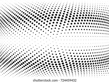 Abstract halftone wave dotted background. Futuristic twisted grunge pattern, dot, circles.  Vector modern optical pop art texture for posters, business cards, cover, labels mock-up, stickers layout