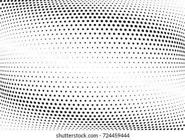 Abstract halftone wave dotted background. Futuristic twisted grunge pattern, dot, circles.  Vector modern optical pop art texture for posters, business cards, cover, labels mock-up, stickers layout
