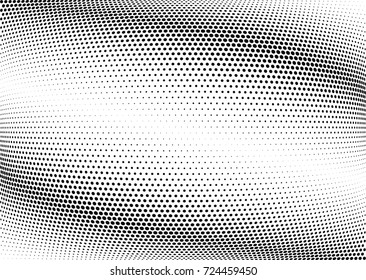 Abstract halftone wave dotted background. Futuristic twisted grunge pattern, dot, circles.  Vector modern optical pop art texture for posters, business cards, cover, labels mock-up, stickers layout
