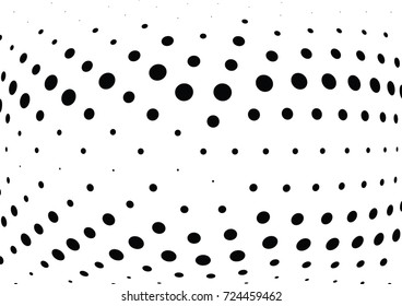 Abstract halftone wave dotted background. Futuristic twisted grunge pattern, dot, circles.  Vector modern optical pop art texture for posters, business cards, cover, labels mock-up, stickers layout