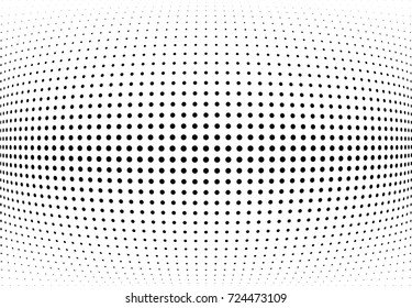 Abstract halftone wave dotted background. Futuristic twisted grunge pattern, dot, circles.  Vector modern optical pop art texture for posters, business cards, cover, labels mock-up, stickers layout
