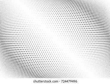 Abstract halftone wave dotted background. Futuristic twisted grunge pattern, dot, circles.  Vector modern optical pop art texture for posters, business cards, cover, labels mock-up, stickers layout