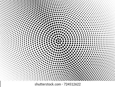 Abstract halftone wave dotted background. Futuristic twisted grunge pattern, dot, circles.  Vector modern optical pop art texture for posters, business cards, cover, labels mock-up, stickers layout