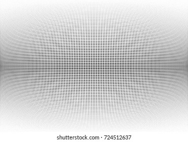 Abstract halftone wave dotted background. Futuristic twisted grunge pattern, dot, circles.  Vector modern optical pop art texture for posters, business cards, cover, labels mock-up, stickers layout