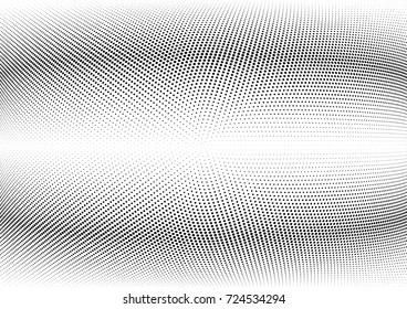 Abstract halftone wave dotted background. Futuristic twisted grunge pattern, dot, circles.  Vector modern optical pop art texture for posters, business cards, cover, labels mock-up, stickers layout