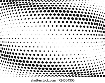 Abstract halftone wave dotted background. Futuristic twisted grunge pattern, dot, circles.  Vector modern optical pop art texture for posters, business cards, cover, labels mock-up, stickers layout