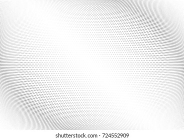 Abstract halftone wave dotted background. Futuristic twisted pattern, dot, circles.  Vector modern optical pop art texture for posters, business cards, cover, labels mock-up, stickers layout