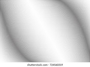 Abstract halftone wave dotted background. Futuristic twisted grunge pattern, dot, circles.  Vector modern optical pop art texture for posters, business cards, cover, labels mock-up, stickers layout