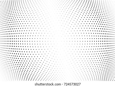 Abstract halftone wave dotted background. Futuristic twisted grunge pattern, dot, circles.  Vector modern optical pop art texture for posters, business cards, cover, labels mock-up, stickers layout