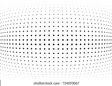 Abstract halftone wave dotted background. Futuristic twisted grunge pattern, dot, circles.  Vector modern optical pop art texture for posters, business cards, cover, labels mock-up, stickers layout