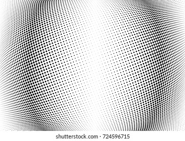 Abstract halftone wave dotted background. Futuristic twisted grunge pattern, dot, circles.  Vector modern optical pop art texture for posters, business cards, cover, labels mock-up, stickers layout