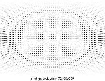 Abstract halftone wave dotted background. Futuristic twisted grunge pattern, dot, circles.  Vector modern optical pop art texture for posters, business cards, cover, labels mock-up, stickers layout