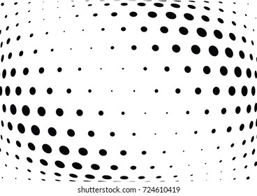 Abstract halftone wave dotted background. Futuristic twisted grunge pattern, dot, circles.  Vector modern optical pop art texture for posters, business cards, cover, labels mock-up, stickers layout