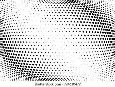 Abstract halftone wave dotted background. Futuristic twisted grunge pattern, dot, circles.  Vector modern optical pop art texture for posters, business cards, cover, labels mock-up, stickers layout
