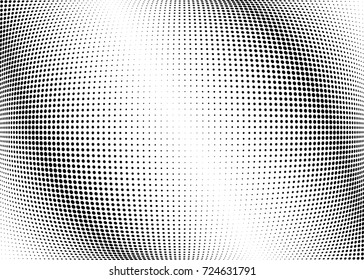 Abstract halftone wave dotted background. Futuristic twisted grunge pattern, dot, circles.  Vector modern optical pop art texture for posters, business cards, cover, labels mock-up, stickers layout