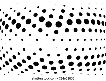 Abstract halftone wave dotted background. Futuristic twisted grunge pattern, dot, circles.  Vector modern optical pop art texture for posters, business cards, cover, labels mock-up, stickers layout