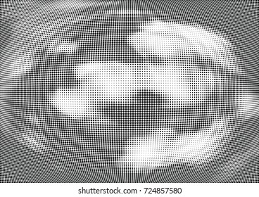 Abstract halftone wave dotted background. Futuristic twisted grunge pattern, dot, circles.  Vector modern optical pop art texture for posters, business cards, cover, labels mock-up, stickers layout