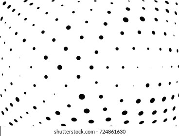 Abstract halftone wave dotted background. Futuristic twisted grunge pattern, dot, circles.  Vector modern optical pop art texture for posters, business cards, cover, labels mock-up, stickers layout