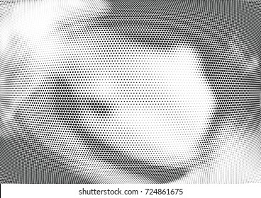 Abstract halftone wave dotted background. Futuristic twisted grunge pattern, dot, circles.  Vector modern optical pop art texture for posters, business cards, cover, labels mock-up, stickers layout