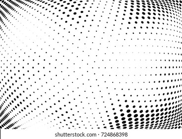 Abstract halftone wave dotted background. Futuristic twisted grunge pattern, dot, circles.  Vector modern optical pop art texture for posters, business cards, cover, labels mock-up, stickers layout