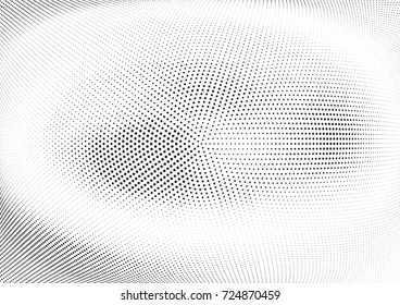 Abstract halftone wave dotted background. Futuristic twisted grunge pattern, stars.  Vector modern optical pop art texture for posters, postcard, grunge cover, labels, vintage sticker mock-up layout