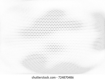 Abstract halftone wave dotted background. Futuristic twisted pattern, stars.  Vector modern optical pop art texture for posters, postcard, cover, labels, vintage sticker mock-up layout